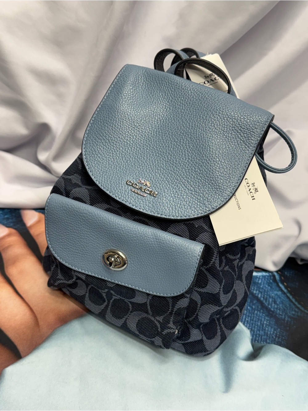 Coach Blue Signature Canvas & Leather Mini Backpack